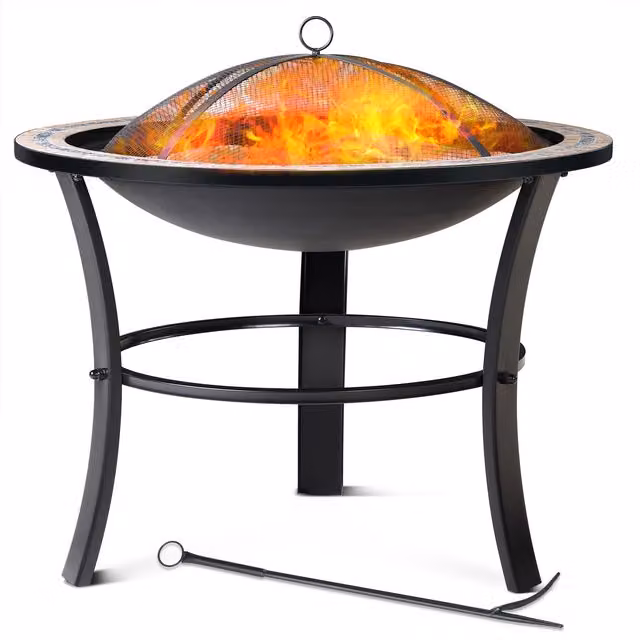Braciere da giardino Gardebruk Fuego nero con motivo a mosaico multicolore in acciaio e pietra Ø 76 cm – 1