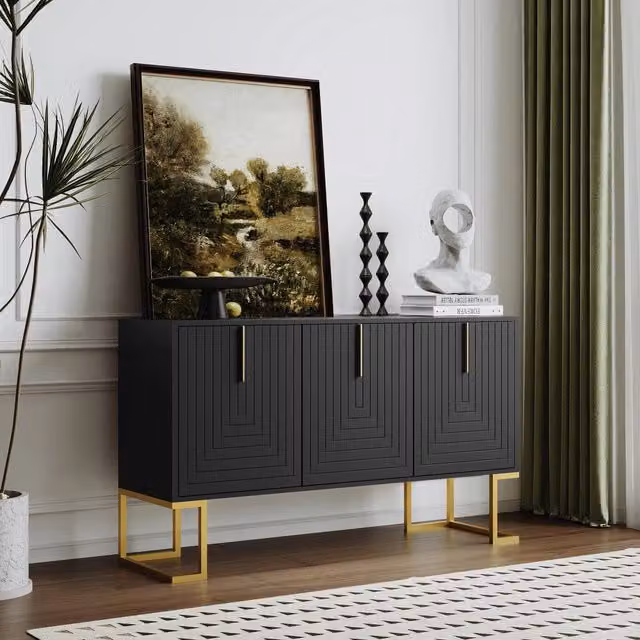 Credenza 3 Ante con Ripiani Regolabili ¨C MINIMAL ¨C Nero