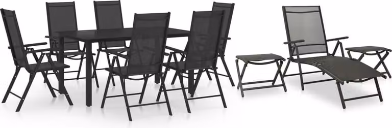 Maison Exclusive - Set da pranzo da giardino da 10 pezzi, nero e antracite