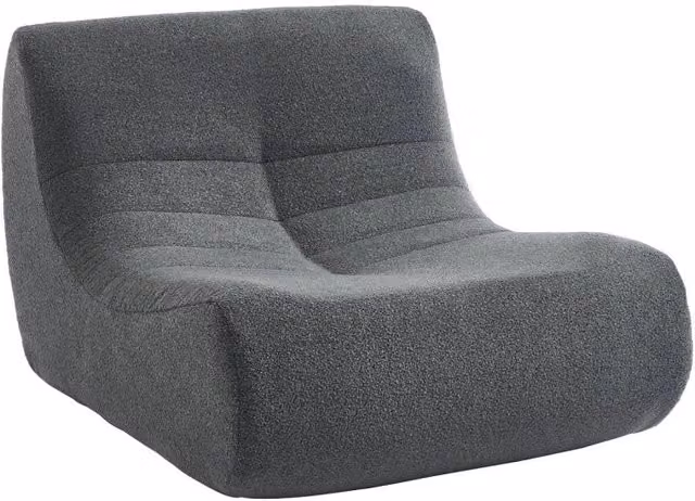 Divano modulare senza braccioli Sweeek in tessuto bouclé grigio con imbottitura in schiuma