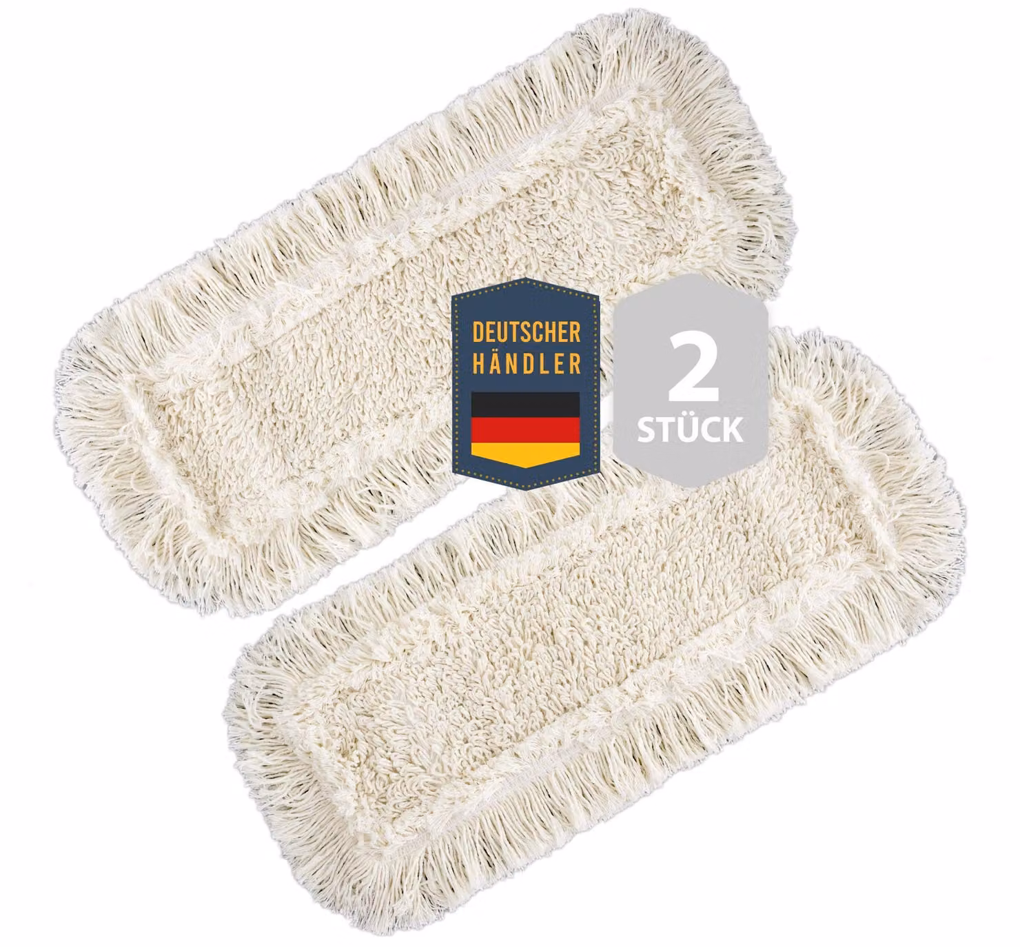 Set di 2 panni per mocio da 40 cm, in cotone, per mop pieghevoli