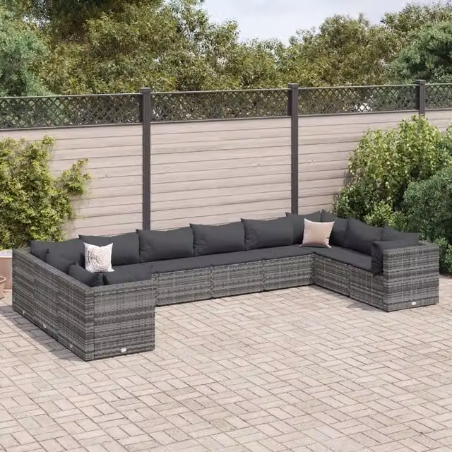 Set di Divani da Giardino a L vidaXL in Polyrattan Grigio Antracite con Cuscini – 1