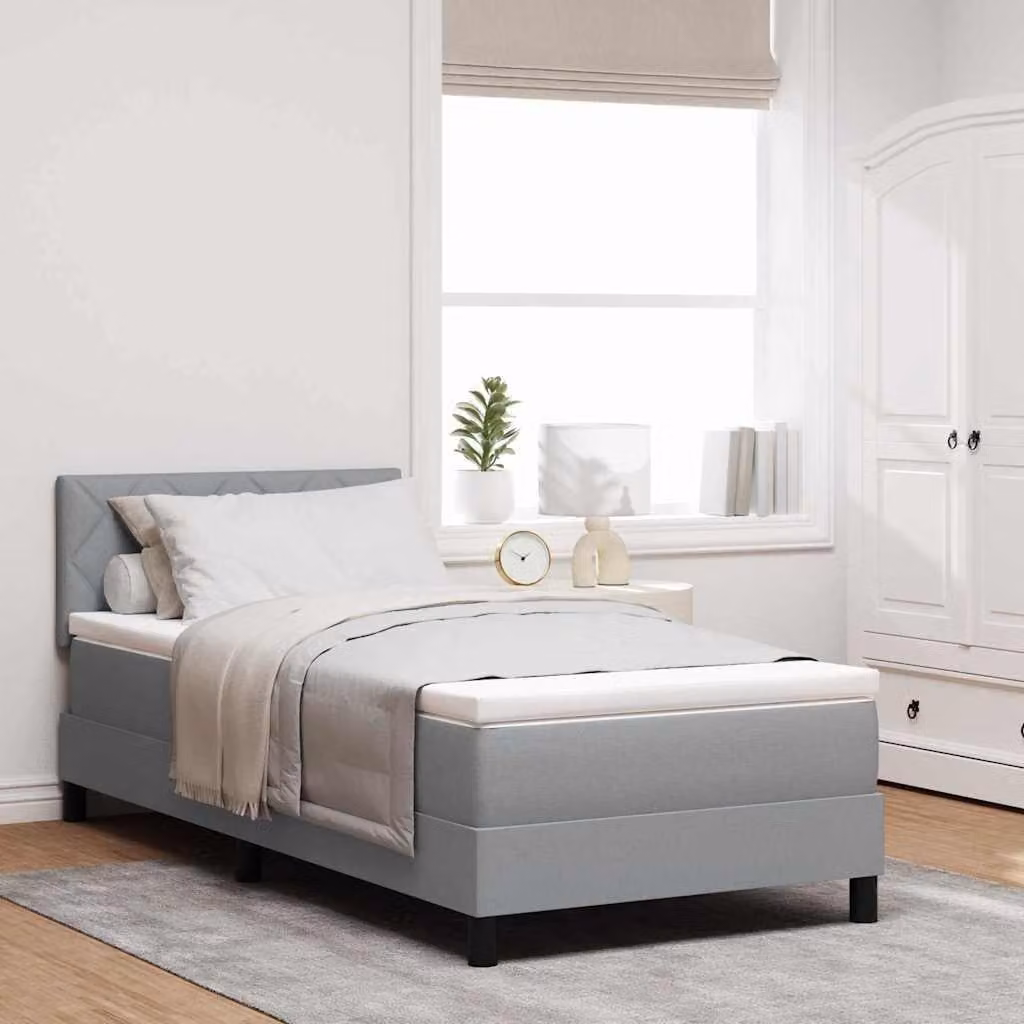 Maison Exclusive - Letto a molle con materasso Grigio chiaro 90 x 200 cm Tessuto