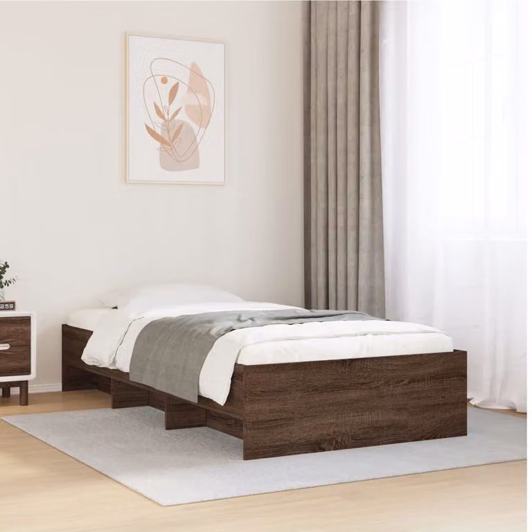 Giroletto vidaXL in legno e MDF color rovere marrone con doghe fisse, L/P/H: 200 x 100 x 35 cm