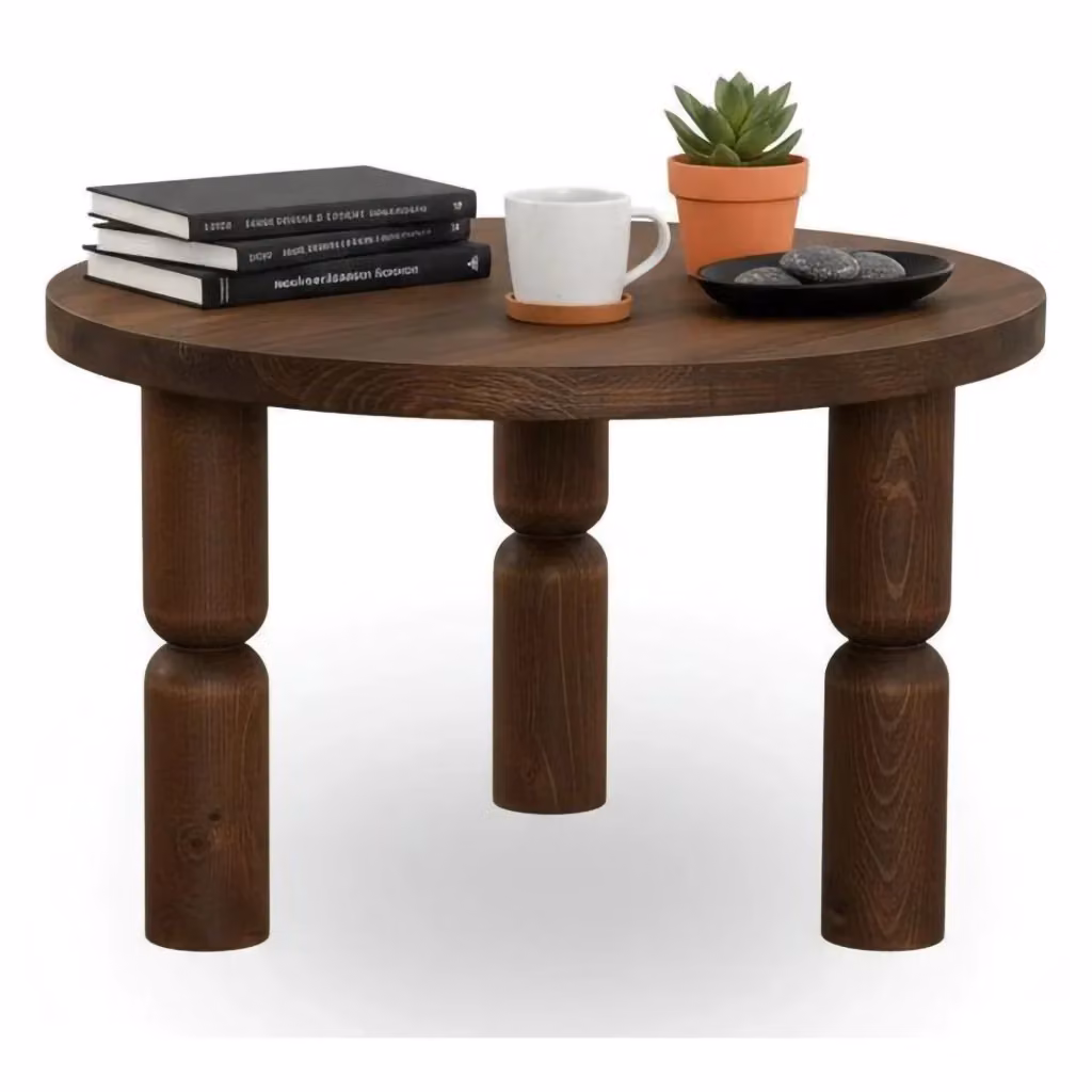 Tavolino da salotto Victorine in legno noce con piano quadrato e angoli arrotondati, L: 60 cm, H: 40 cm – 2