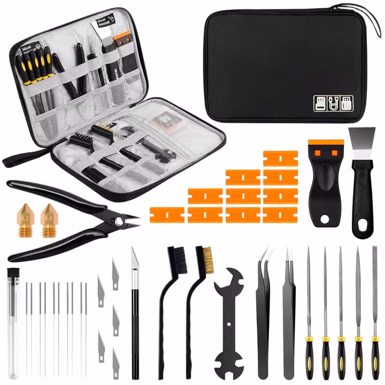 Kit di strumenti per stampante 3D da 34 pezzi, completo di pulitore per ugelli e spatole