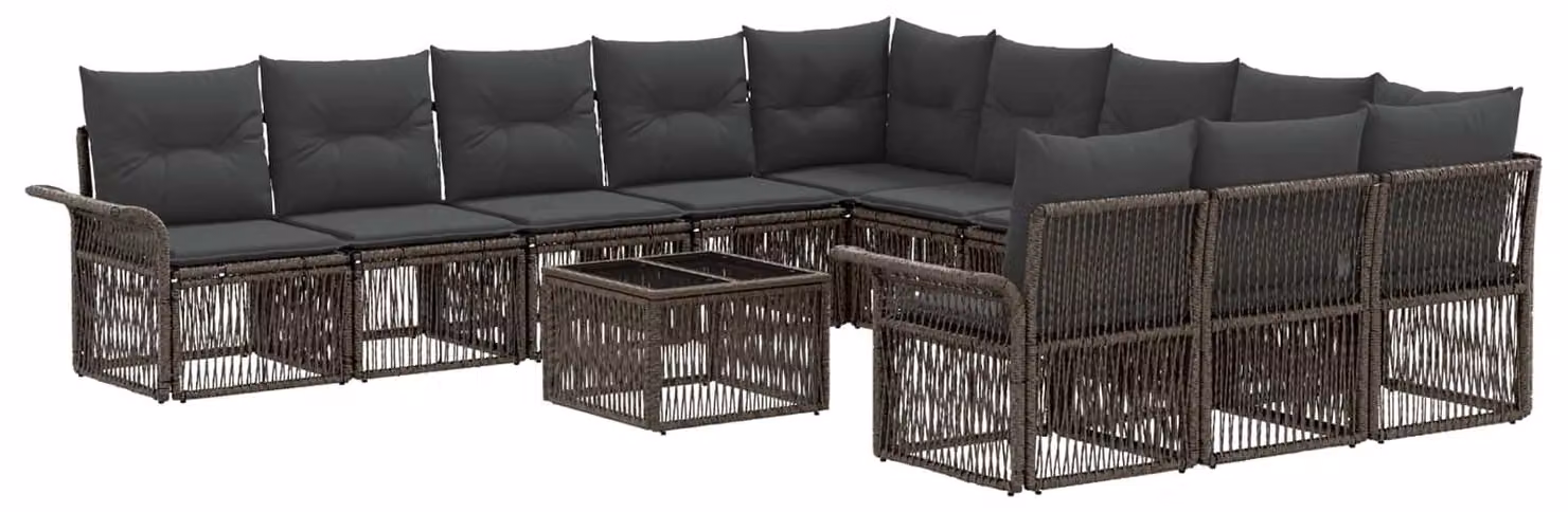 Set Divano da Giardino 12 pcs Grigio polyrattan