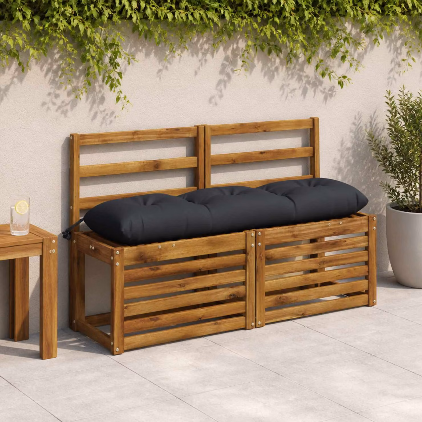 Set di 2 cuscini per panchina vidaXL VIANEN in poliestere blu scuro con imbottitura in schiuma, resistenti ai raggi UV e lavabili