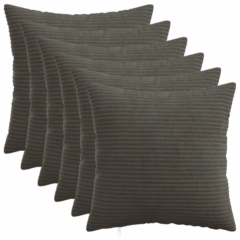 Set di 6 federe vidaXL HEERLEN in velluto a coste, colore antracite, 50 x 50 cm