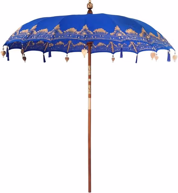 Ombrellone balinese arrotondato 215 x 215 x 260 cm atmosfera tropicale eleganza artigianale in cotone blu 02_0058818