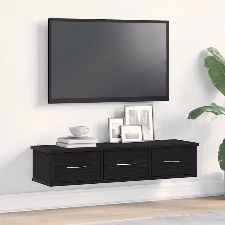 Mobile a parete vidaXL Rovere Nero in MDF L: 88 cm, P: 26 cm, H: 18,5 cm
