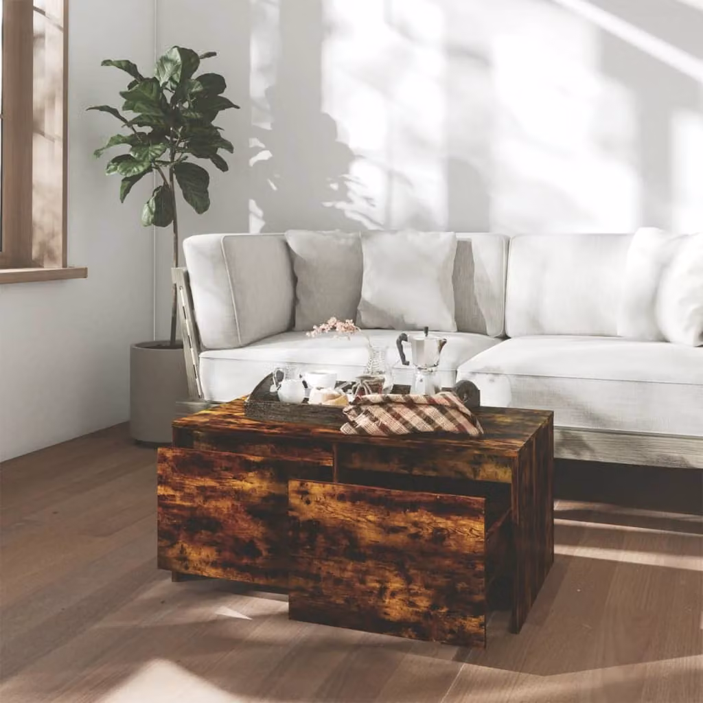 The Living Store tavolino in rovere fumé 90x50x41,5 cm materiale in legno