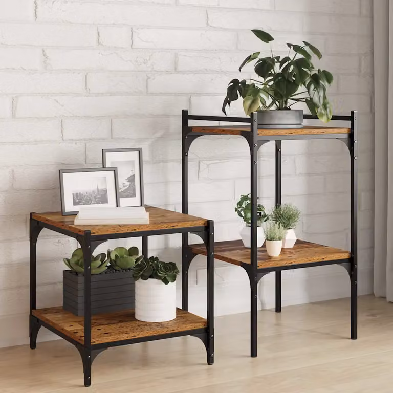 Set di 4 scaffali vidaXL a 3 livelli in legno ingegnerizzato marrone L: 40 cm, P: 40 cm, H: 40 cm