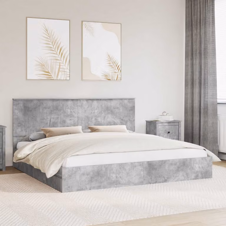 Letto con contenitore e cassetto vidaXL Grigio cemento 200 x 200 cm