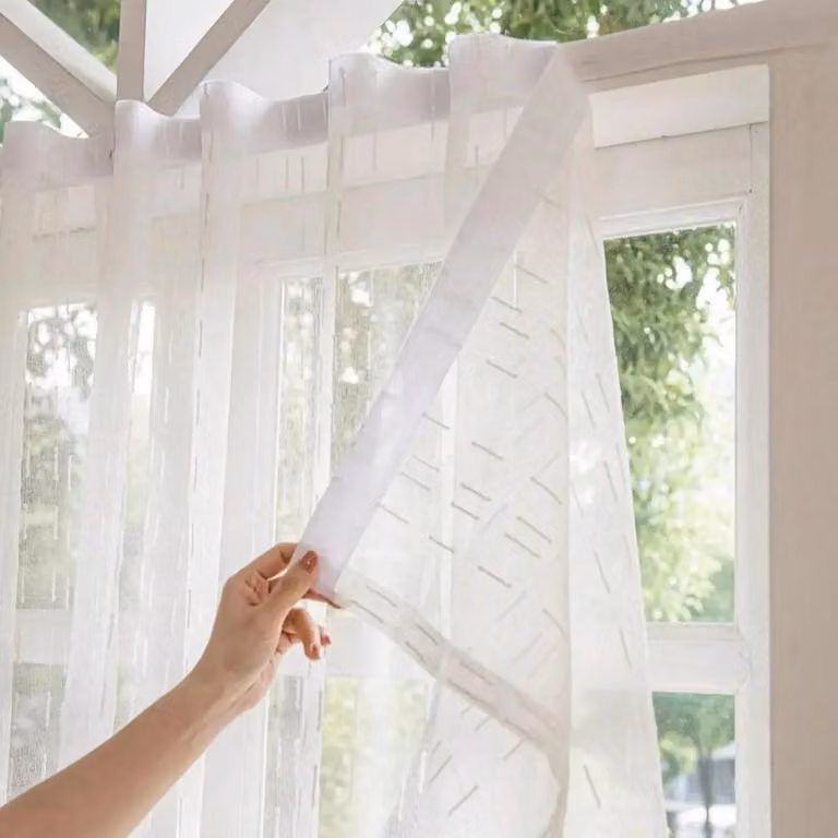 Tende decorative, design elegante, installazione semplice, chiusura a strappo, 1 pezzo, dimensioni 300 cm di larghezza x 260 cm di altezza, colore: bianco