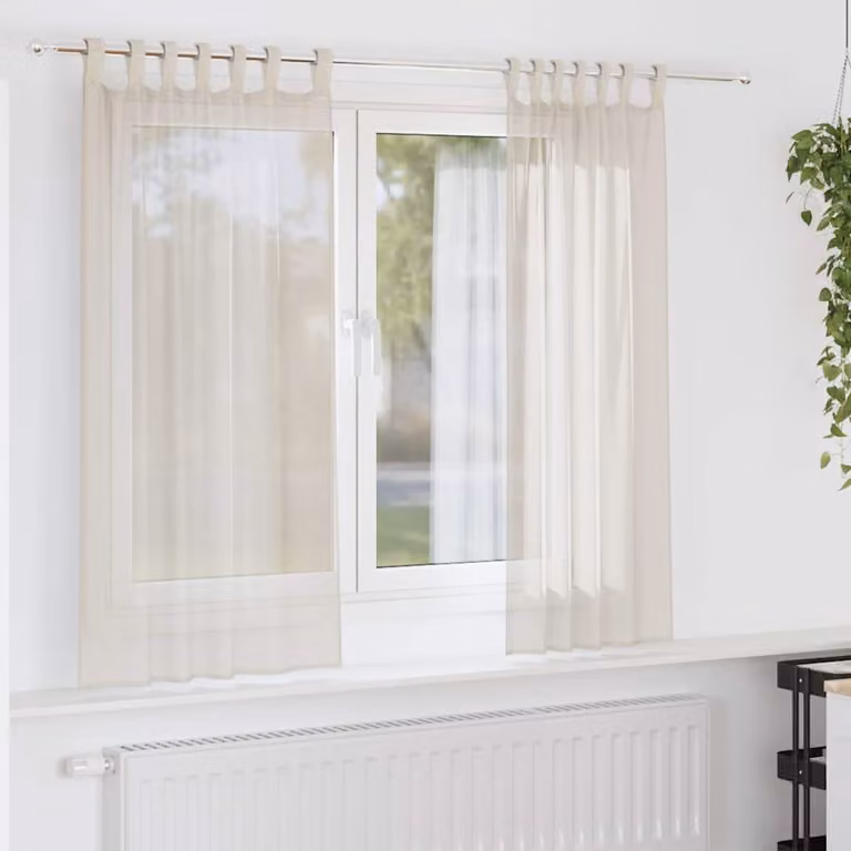Set di 2 tende in voile semi-trasparenti vidaXL con linguetta, colore beige, L: 140 cm, H: 140 cm