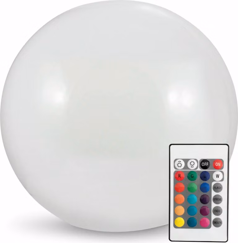 Lampada da esterno a sfera da 30 cm, LED RGBW, a picchetto, a energia solare, con telecomando Polux 311351