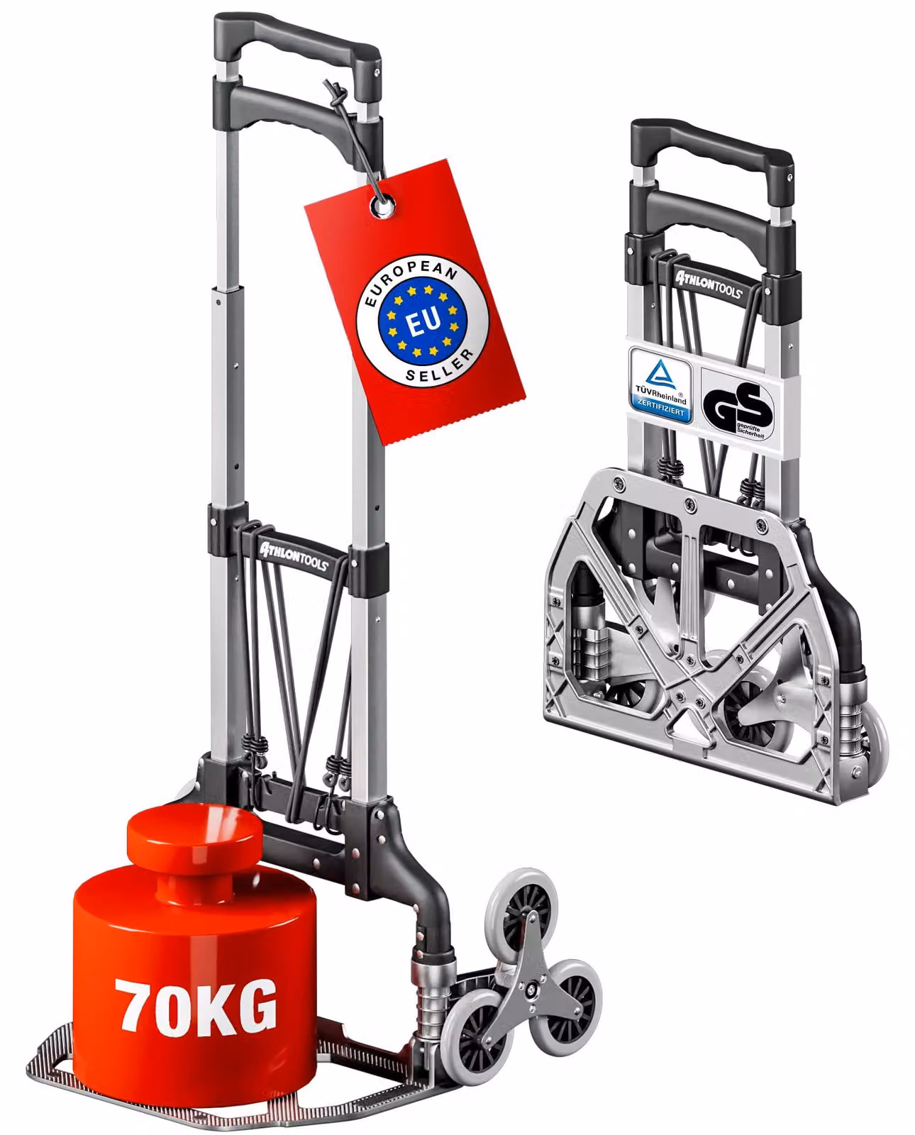 Carrello Steekwagen in alluminio per scale, capacità di carico 70 kg, pieghevole e ideale per il trasporto