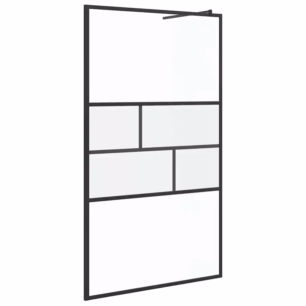 Parete Doccia Walk-in vidaXL in Vetro Trasparente e Alluminio Nero, L: 115 cm, H: 195 cm – 2