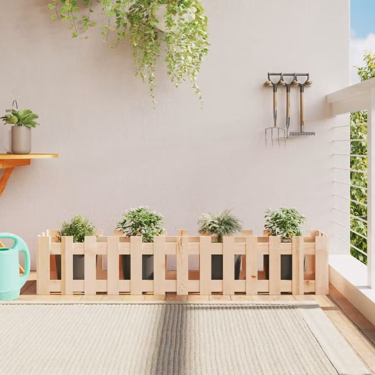 Fioriera Rialzata da Giardino vidaXL in Legno di Pino, Colore Marrone/Beige, L 150 x P 30 x H 30 cm