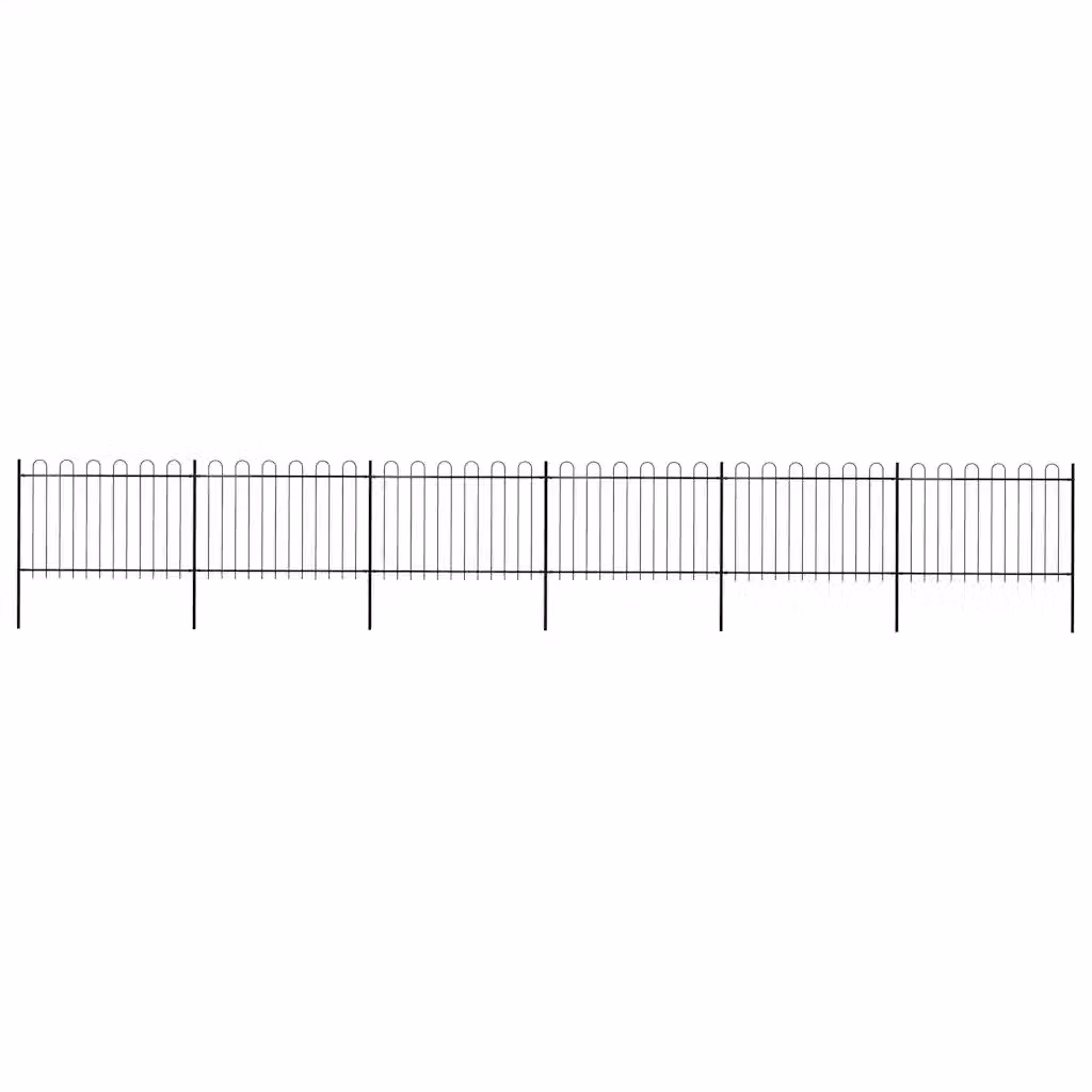Recinzione da giardino vidaXL in acciaio con parte superiore ad anello, colore nero, L: 1005 cm, H: 120 cm