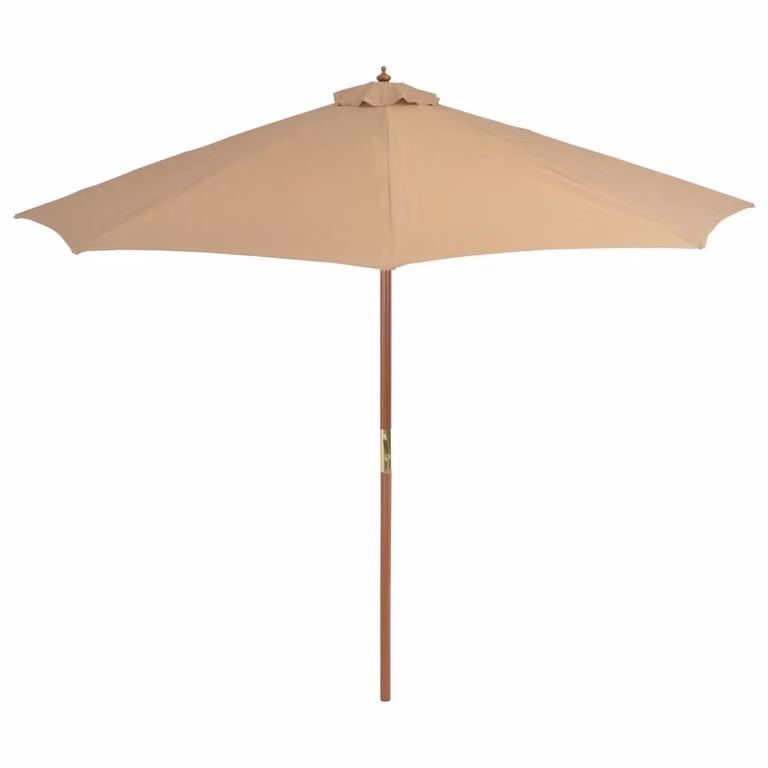 vidaXL Ombrellone con asta in legno 300 cm Taupe