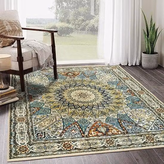 Tappeto vintage Azomor a quadrati 200x200 cm per soggiorno, camera da letto e altro