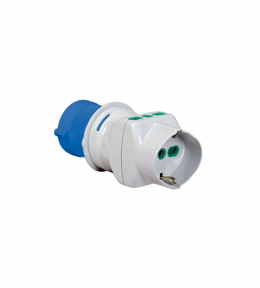 Adattatore Fme da Spina CEE 2P+T a 3 Prese 2P+T con Shuko, Blu e Bianco, Modello 73090
