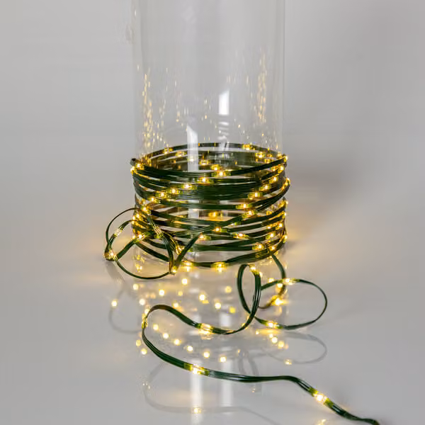 Ghirlanda luminosa a LED, "Dew Drop Micro", per esterni, bianco caldo, 36 m, verde