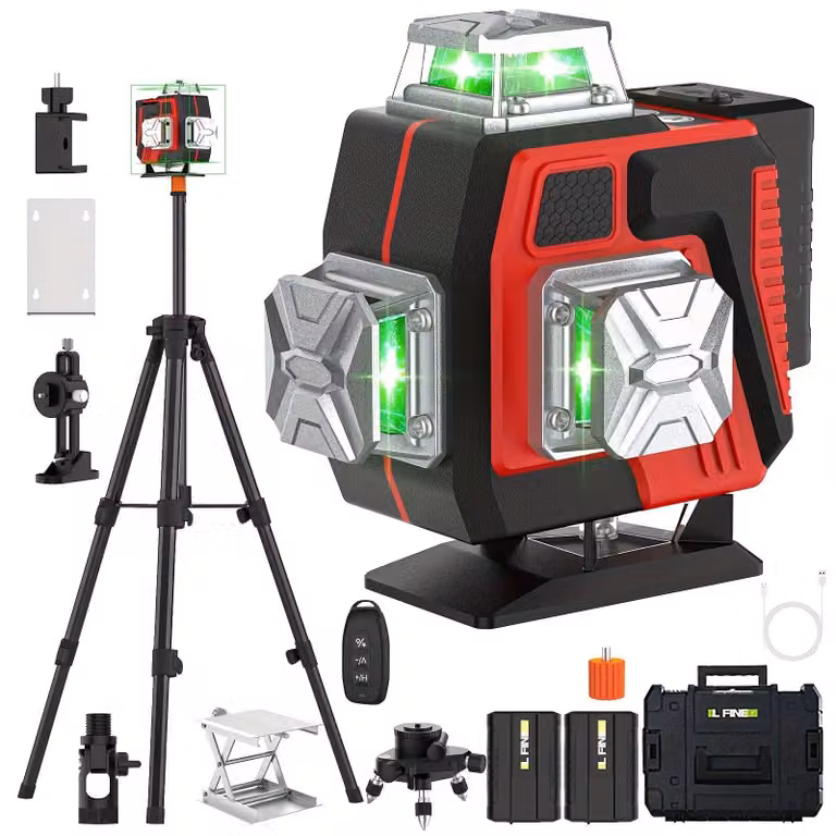 Livella laser - Proiettore laser a croce - Livella laser a raggio - Livella laser per edilizia - Autolivellante - 16 raggi