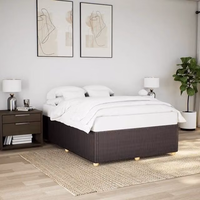 Struttura Letto Giroletto Design Mania in Tessuto Marrone Scuro L 140 x P 190 cm