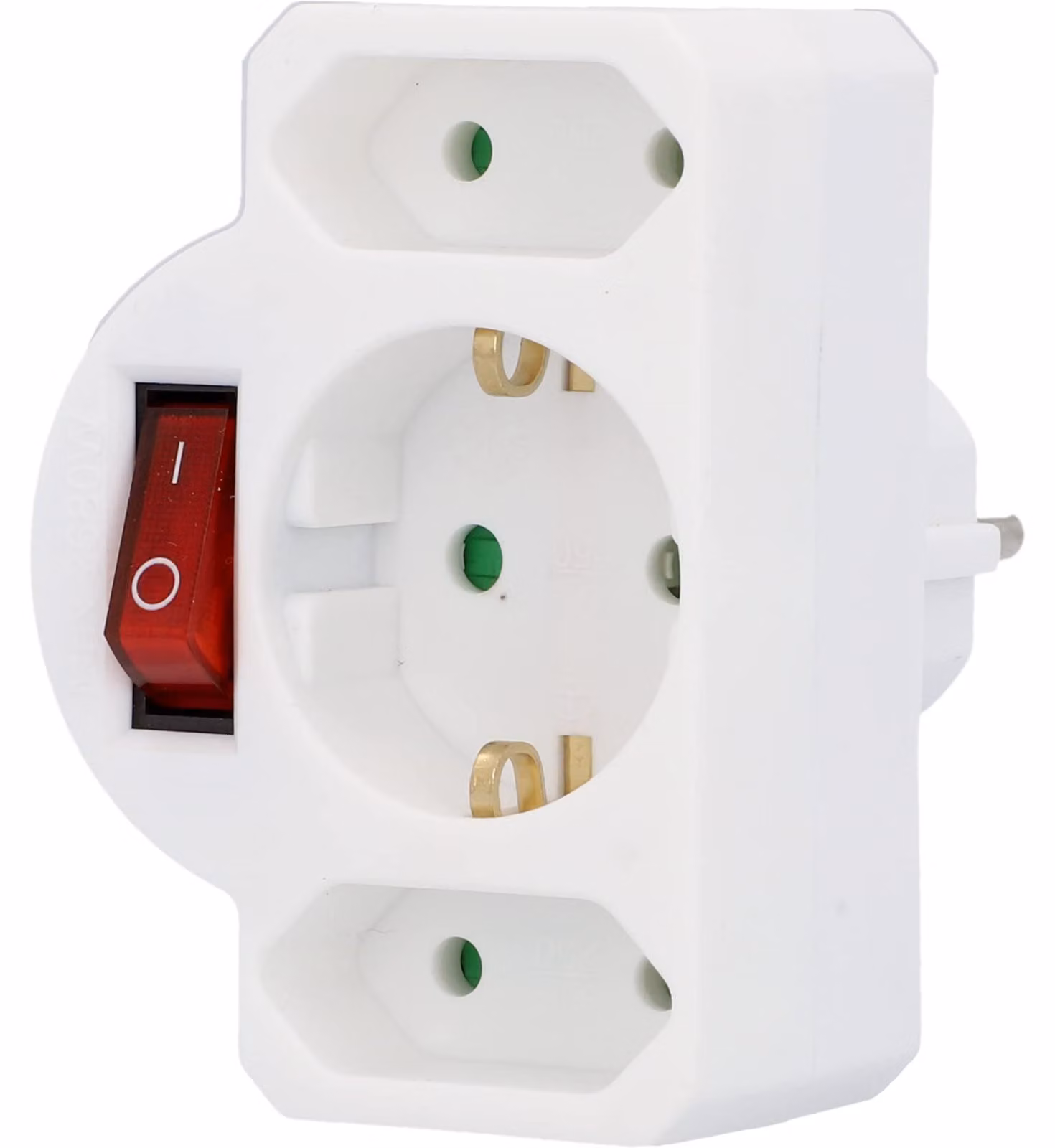 Spina adattatore UNITEC con 1x Schuko e 2x Euro, con interruttore illuminato, bianco
