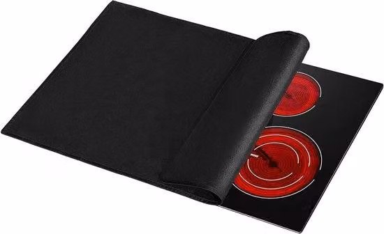 Tappetino per fornelli elettrici, 81 x 53 cm, resistente all'olio, nero, ignifugo, termoresistente