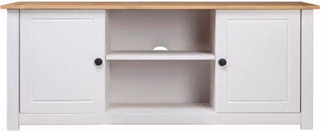Mobile TV Panama Range in legno massello di pino bianco stile rustico L 120 cm x P 40 cm x H 50 cm