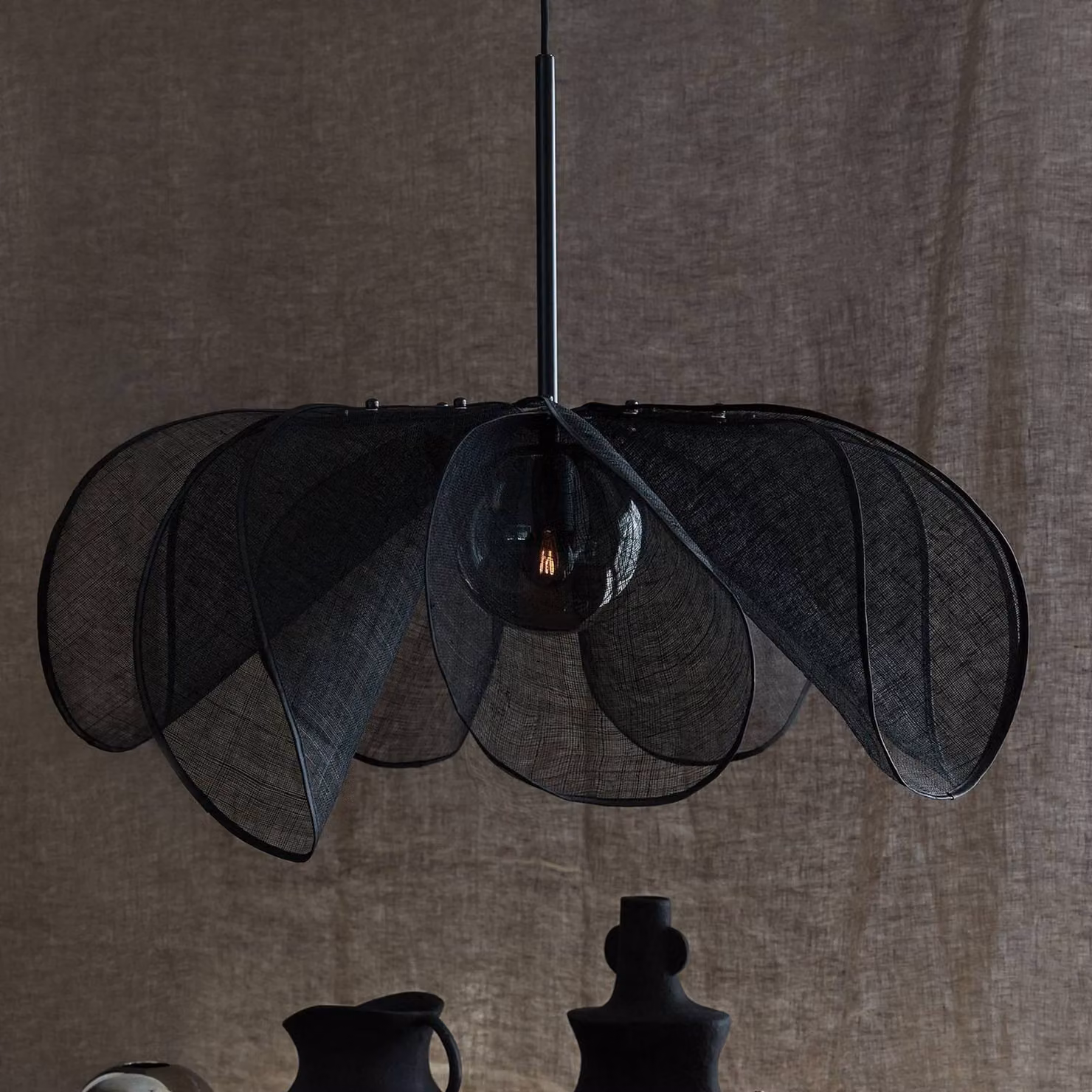 Markslöjd Lampada a sospensione Styrka, dimmerabile, Nero, Soggiorno / Sala da pranzo, Tessuto / Stoffa / Seta, Lampada a sospensione
