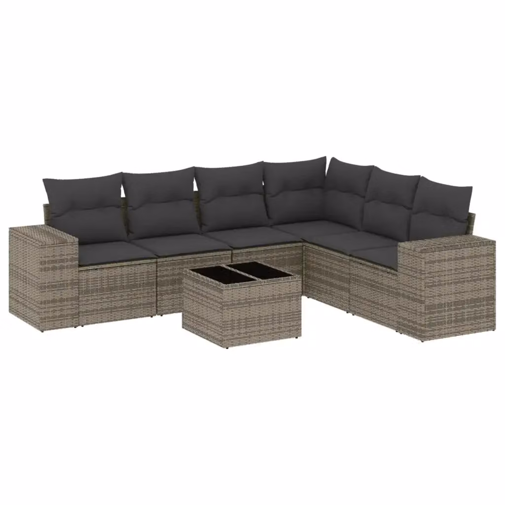 Set di divani da giardino VIDAXL in polyrattan grigio con cuscini, composizione a L per 7 persone – 2