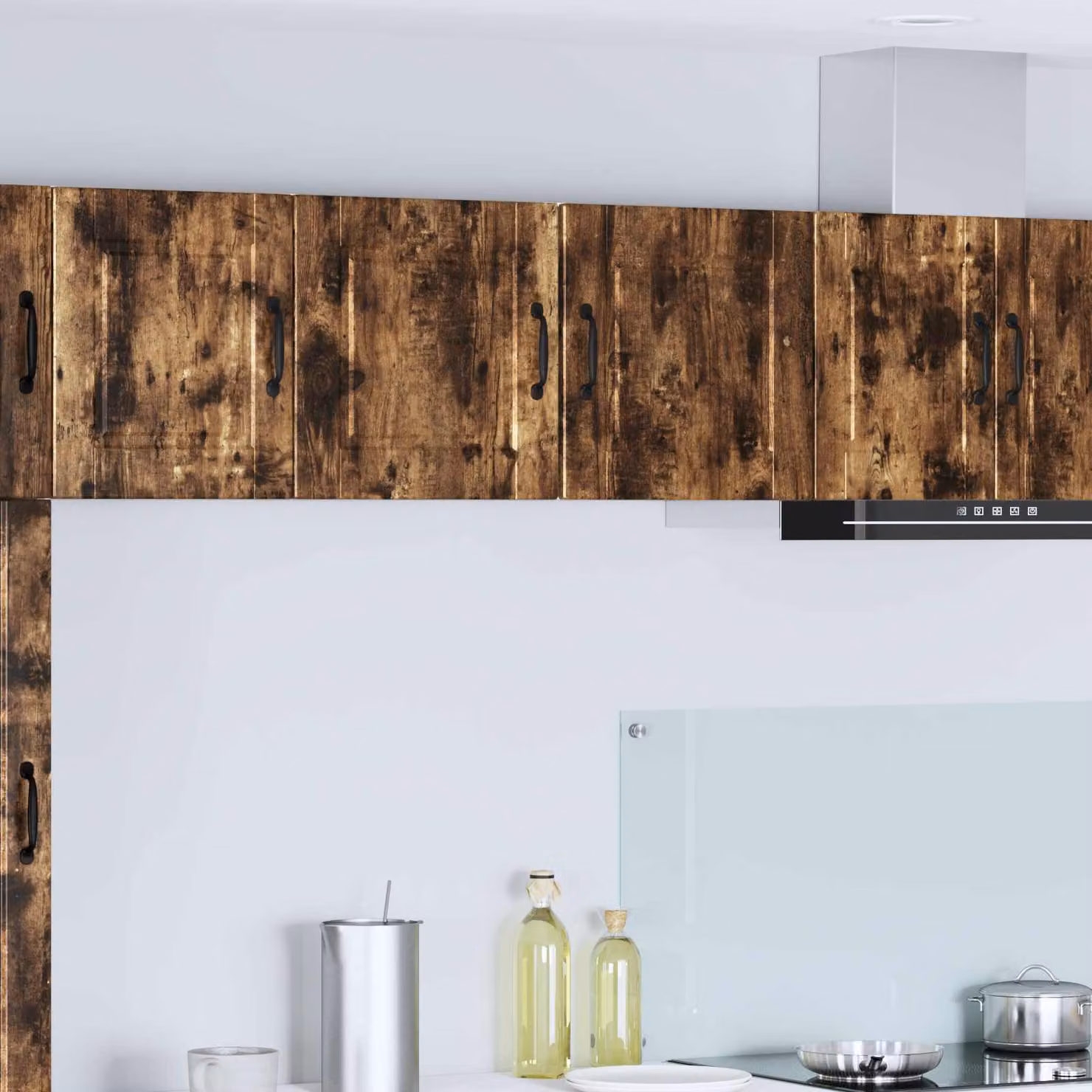 Set di 2 armadietti da muro vidaXL PORTO in legno ingegnerizzato marrone con ante a battente e ripiani interni per cucina