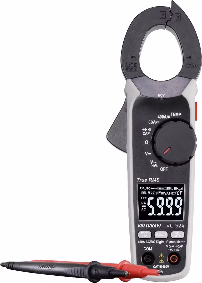 VOLTCRAFT VC-524 Stromzange digital CAT III 600 V Anzeige (Counts): 6000 (VC-13772760)