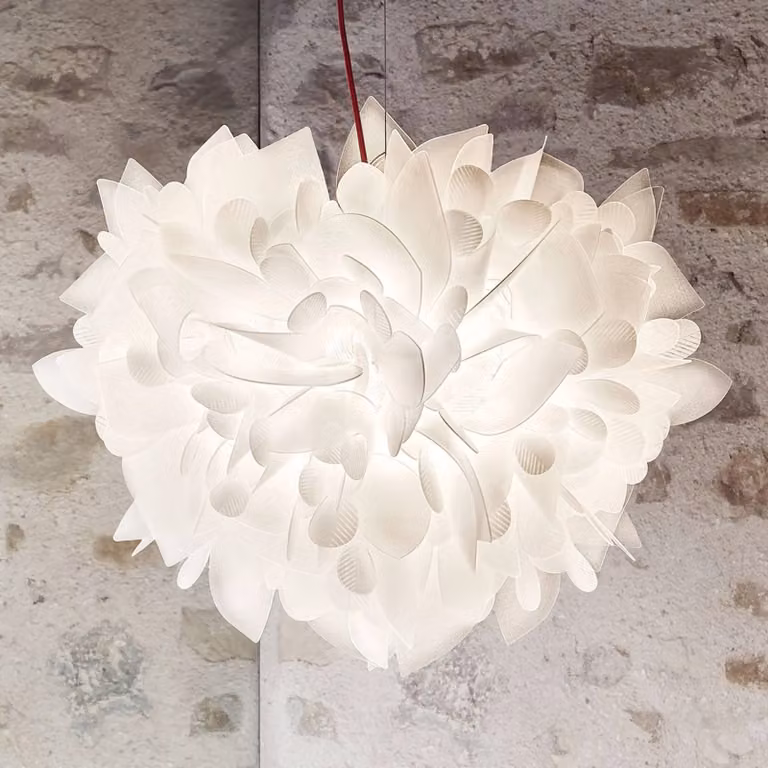 Slamp Lampada a sospensione Veli, dimmerabile, Bianco / Opale, Soggiorno / Sala da pranzo, Plastica, Design, Lampada a sospensione