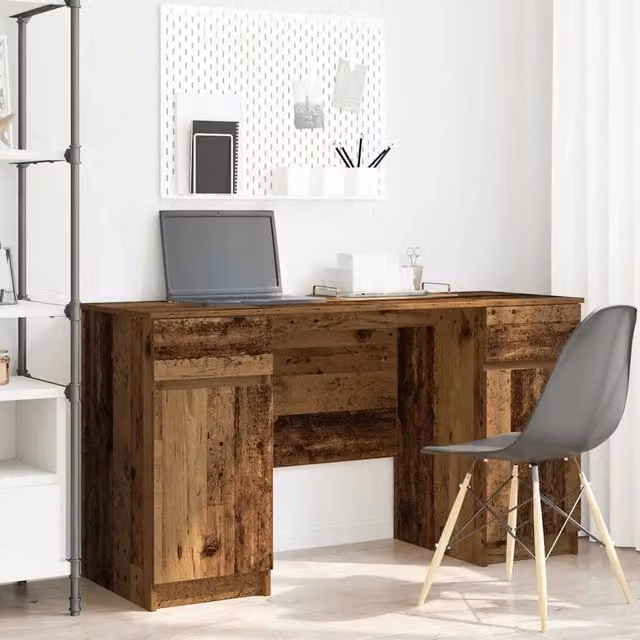 Scrivania moderna vidaXL in legno marrone L: 140 cm, P: 49 cm, H: 76 cm – 1