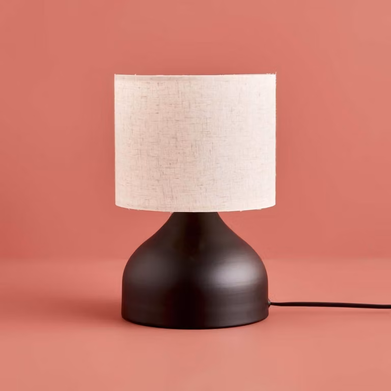Opviq, lampada da tavolo di alta qualità, nera e crema, attacco E27, 40W, 32 cm | 100% tessuto