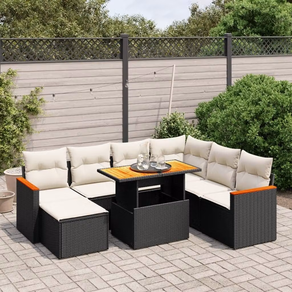 Maison Exclusive - Set Divani da Giardino con Cuscini 8 pz Nero in Polyrattan