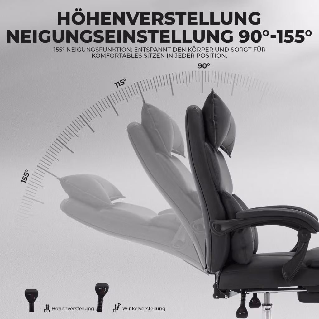 Sedia da ufficio ergonomica OKWISH in tessuto e similpelle nera con braccioli e ruote per home office – 2
