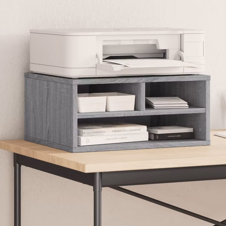 Supporto Stampante vidaXL in Legno Multistrato e MDF, Grigio Sonoma, L 49 cm x P 40 cm x H 22,5 cm