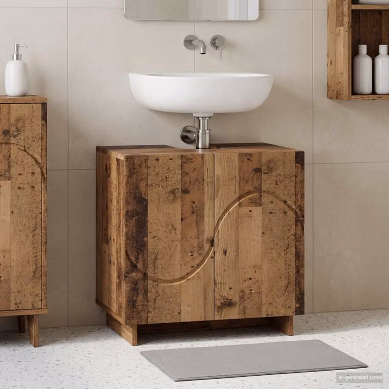 Mobile da bagno vidaXL in legno marrone con ante a battente L 60 x P 41 x H 58 cm