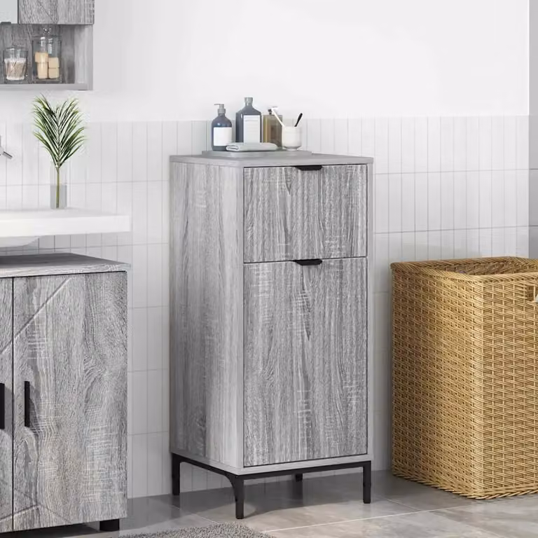 Mobile da bagno vidaXL Grigio Sonoma con ante a cerniera e ripiani interni L/P/H: 39,5 x 36 x 88 cm