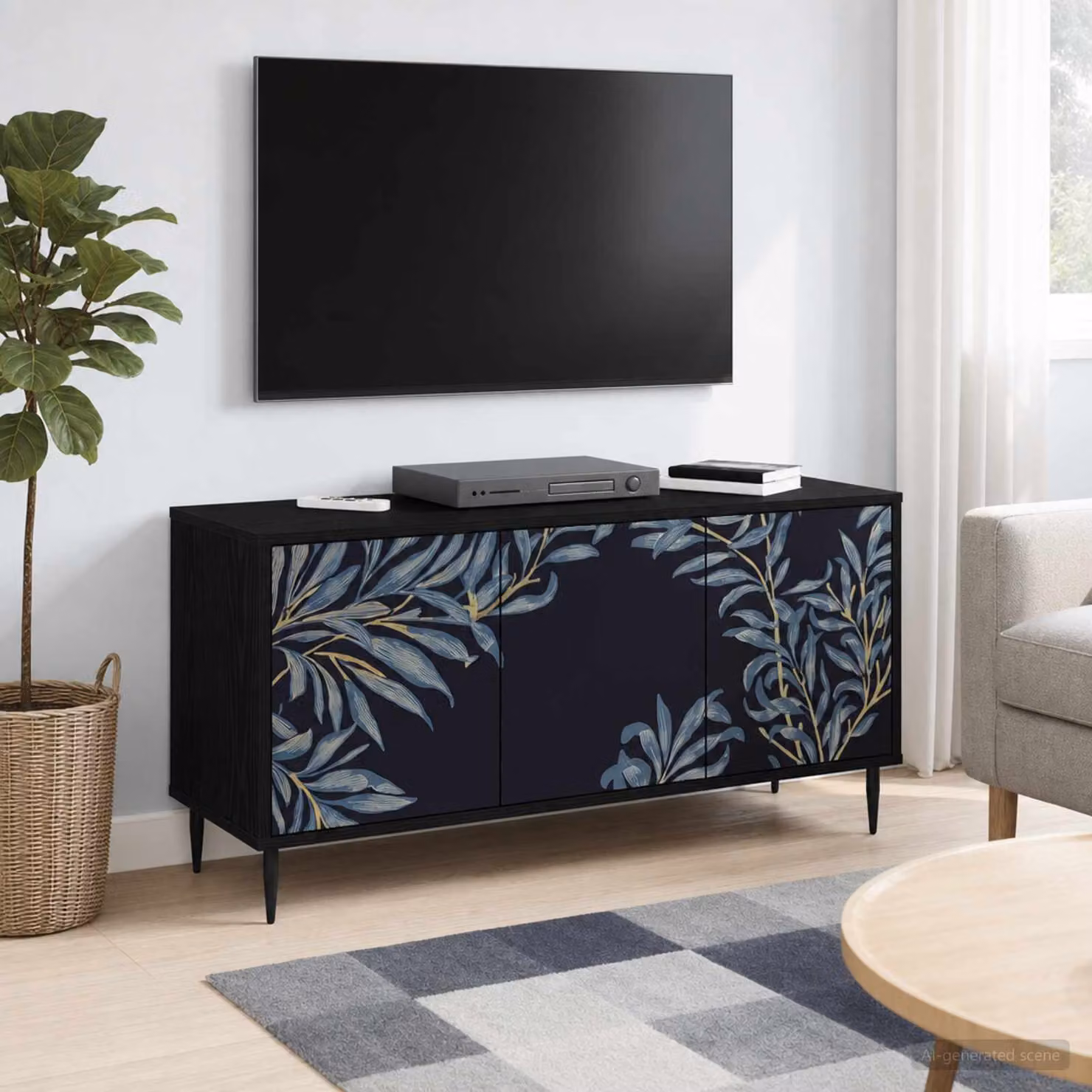 Mobile TV vidaXL DOKKUM moderno in Rovere Nero, L 102 cm x P 33 cm x H 51 cm