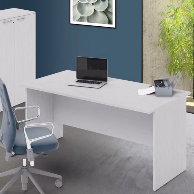 Scrivania per ufficio 160x80x74H bianco frassinato Ibisco – Made in Italy