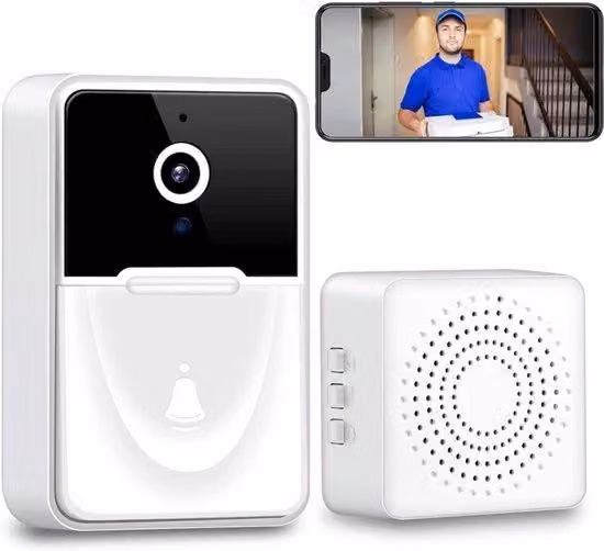 Telecamera di videosorveglianza wireless - Sicurezza domestica - Telecamera di sorveglianza intelligente - Telecamera di sorveglianza con visione notturna - Audio a due canali - Telecamera di sicurezza per l'ingresso - Compatibile con smartphone e tablet