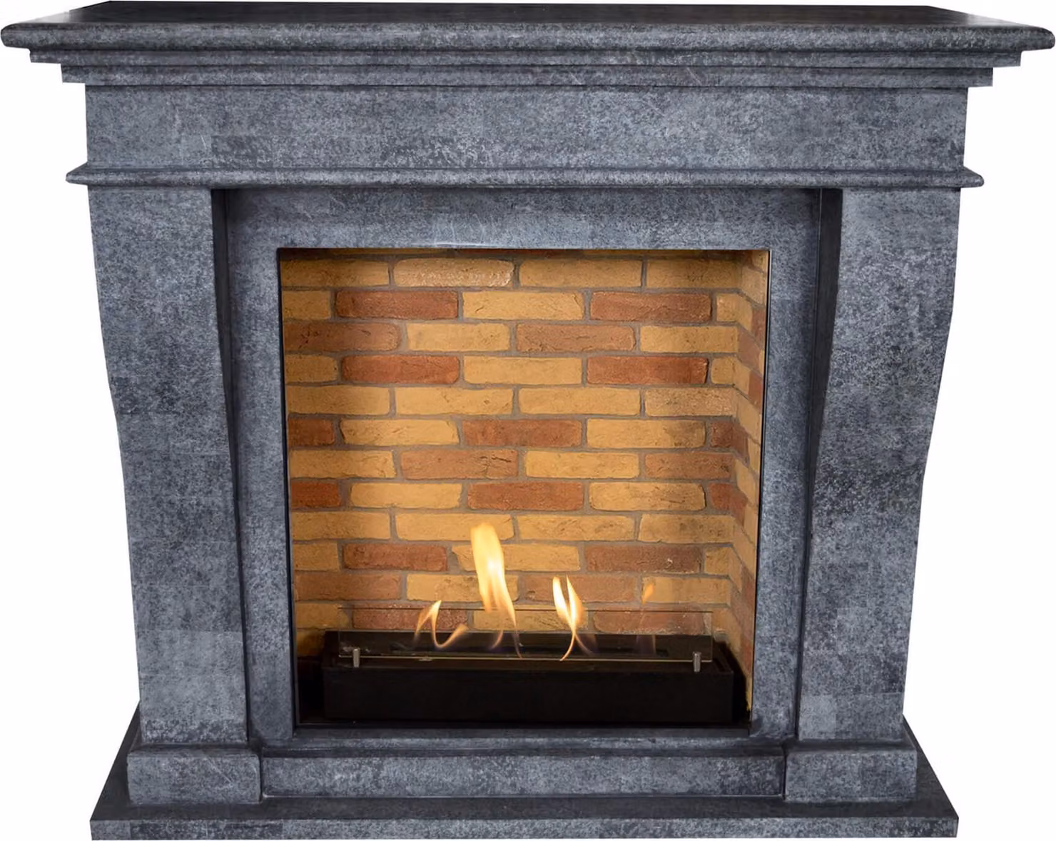 Caminetto a etanolo Xaralyn - Kreta BST-SBU - pietra naturale nera - riscaldamento a 3 kW - caminetto da incasso incluso - caminetto decorativo